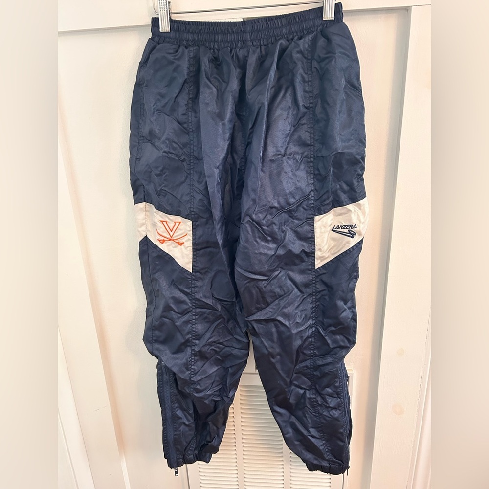 Vintage Lanzera UVA Cavaliers wind track pants elastic waist ankle zipper